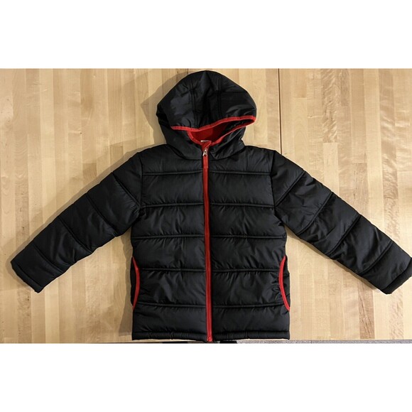 Youth/Kids Puffer Winter Jacket by Faded Glory Size M (8), Black and Red - Picture 3 of 10